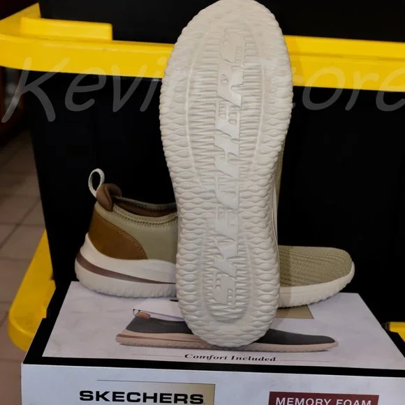 Skechers Men's Delson Slip On Sneaker Taupe - Picture 5 of 7